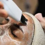 Close-up of a facial skincare treatment at an Istanbul spa for a rejuvenating experience.